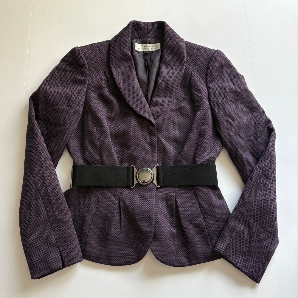 Tahari Arthur S. Levine Women's Purple Blazer with Belt